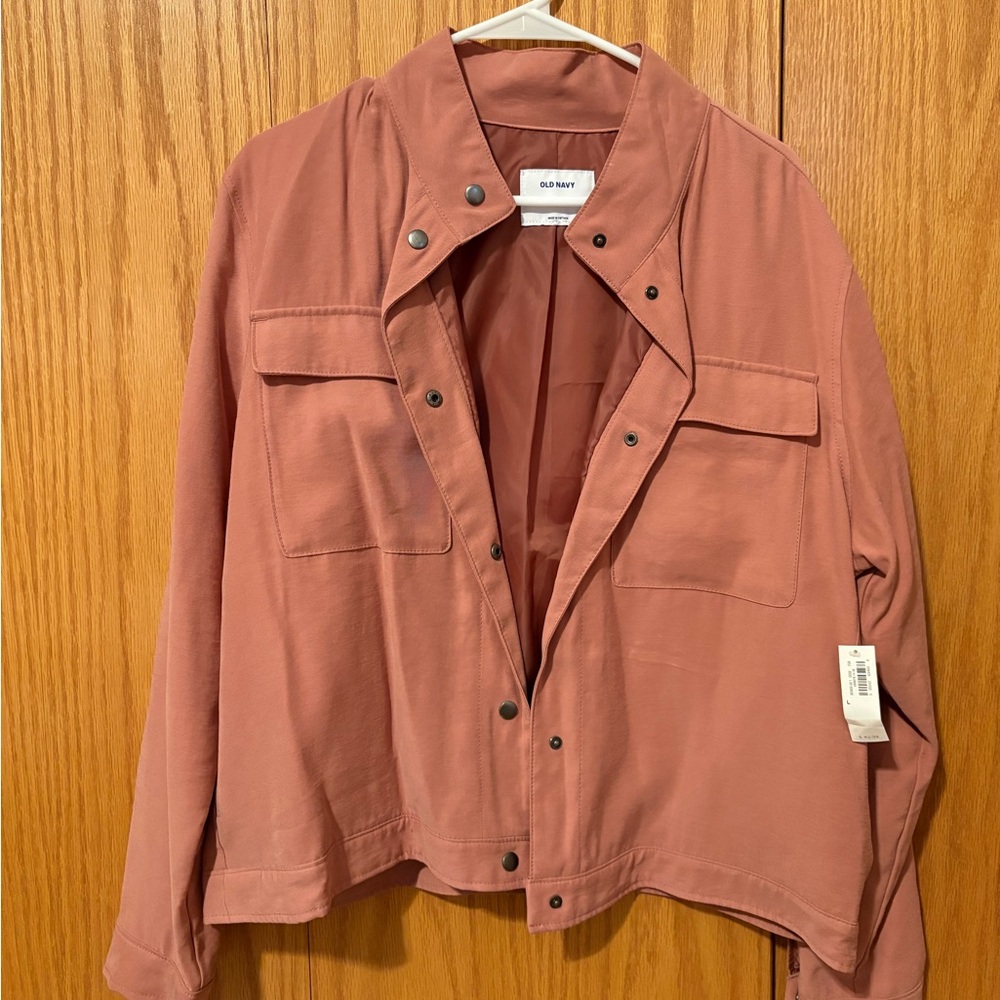 Old Navy Pink Utility Jacket Lightweight Cotton Blend